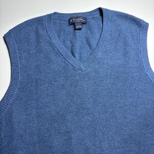 Brooks Brothers Men's Blue Cashmere‎ Blend V-Neck Knit Sweater Vest Size L